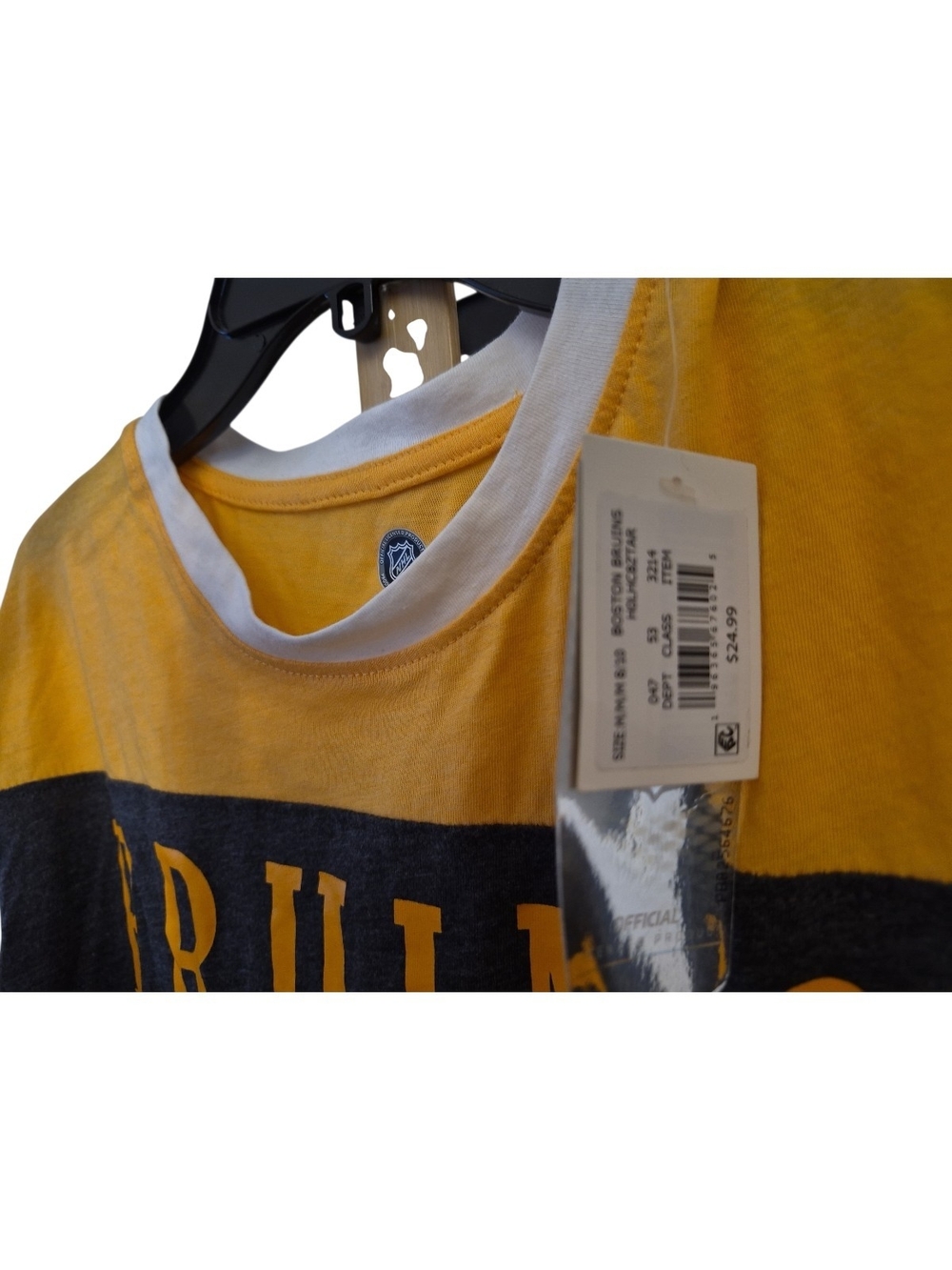 NWT - NHL Bruins Long Sleeve Shirt - Yellow, Charcoal & White. Very Soft - Picture 3 of 5